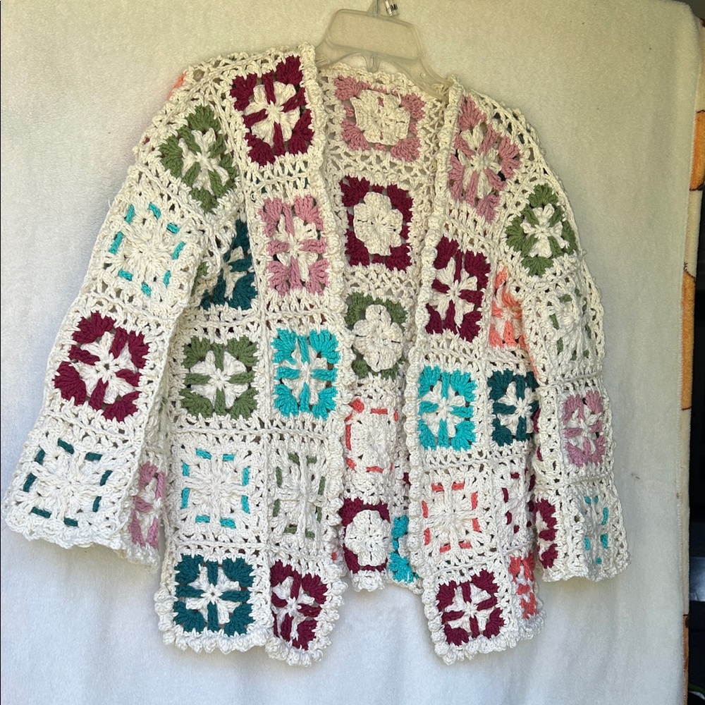 Colorful Crochet Patchwork Cardigan